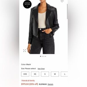 Vince Black Real Leather Draped Zip-Front Jacket